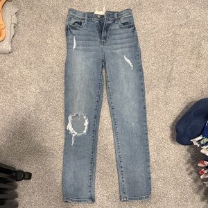 Women’s Distressed High-Rise Blue Jeans